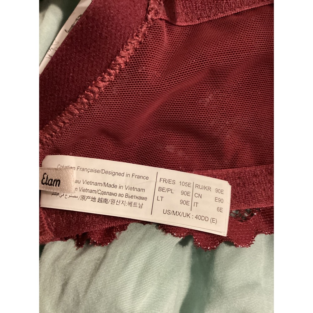 Etam French Lingerie Burgundy Floral Lace Metallic Underwire Bra 40DD NWT - Picture 3 of 4